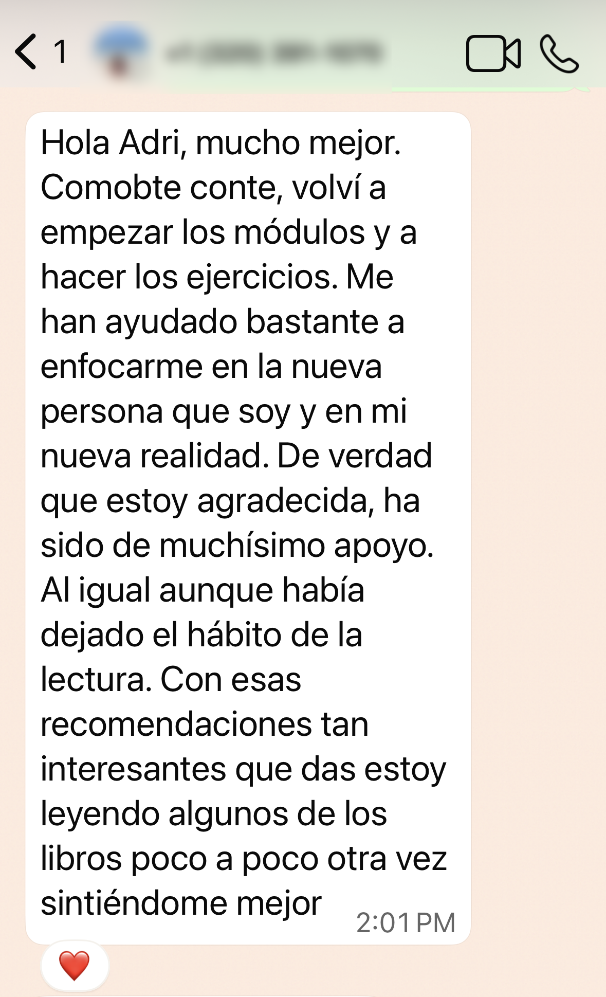 Testimonio de una de nuestras integrantes